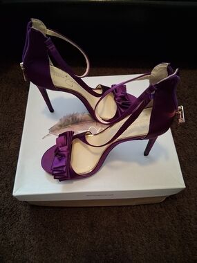 Jessica Simpson Purple Satin High Heel Sandals with Bow
